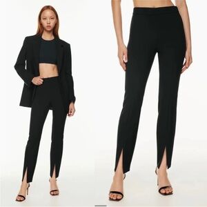 Aritzia Babaton Cassatt Pant High Waisted Slit Pant in Black, size 2